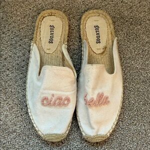 Soludos Ciao Bella White and Pink Espadrilles